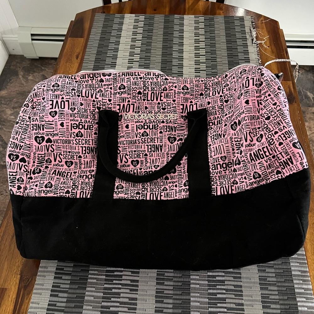 Victoria's Secret Pink and Black Duffle Bag